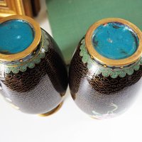 Vintage Cloisonné vase set | Mirrored pair of Cloisonné vases | Vintage vases | Cloisonné vases | Matching Cloisonné vases