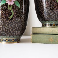 Vintage Cloisonné vase set | Mirrored pair of Cloisonné vases | Vintage vases | Cloisonné vases | Matching Cloisonné vases