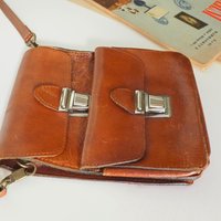 Vintage leather bag | Three Bags leather bag | Brown purse bag | Vintage leather crossbody bag | Vintage belt bag | Made in Finland