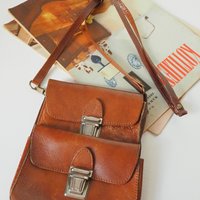 Vintage leather bag | Three Bags leather bag | Brown purse bag | Vintage leather crossbody bag | Vintage belt bag | Made in Finland