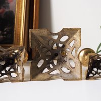 Set of three vintage candlestick holders | Brass candlestick holders | Tall brass candlestick holders | Mismatched candlestick holders