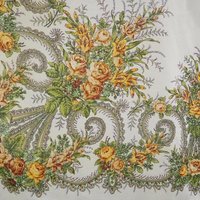 Vintage floral scarf | Large vintage wool scarf | Floral shawl with fringe | Vintage wool shawl | Retro floral scarf | Slavic floral scarf