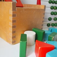 Vintage wooden toy set | Vintage children's abacus | Wooden shape sorter | Vintage wooden blocks | Vintage wooden dog | Vintage wooden toys