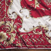 Vintage silk scarf | Baroque silk scarf | Large vintage silk scarf | Red, white and yellow silk scarf | Hand-rolled silk scarf