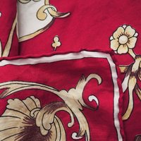 Vintage silk scarf | Baroque silk scarf | Large vintage silk scarf | Red, white and yellow silk scarf | Hand-rolled silk scarf