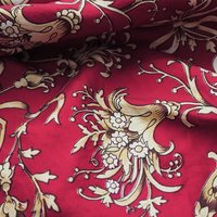 Vintage silk scarf | Baroque silk scarf | Large vintage silk scarf | Red, white and yellow silk scarf | Hand-rolled silk scarf