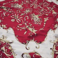 Vintage silk scarf | Baroque silk scarf | Large vintage silk scarf | Red, white and yellow silk scarf | Hand-rolled silk scarf