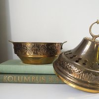Vintage brass pomander | Vintage brass potpourri box | Large brass pomander | Brass home decor | Pierced brass box