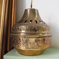 Vintage brass pomander | Vintage brass potpourri box | Large brass pomander | Brass home decor | Pierced brass box