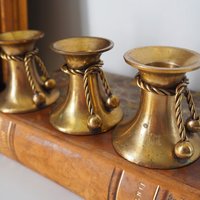 Set of three vintage brass candlestick holders | Matching candlestick holders | Vintage brass candle holders | Vintage candle holder set
