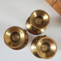 Set of three vintage brass candlestick holders | Matching candlestick holders | Vintage brass candle holders | Vintage candle holder set