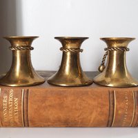 Set of three vintage brass candlestick holders | Matching candlestick holders | Vintage brass candle holders | Vintage candle holder set
