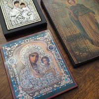 Vintage religious icons | Set of three small vintage Orthodox icons | Wooden religious icons | Vintage wooden icons | Small vintage icons