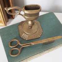 Vintage candle scissors | Brass candlewick scissors with stand | Brass candle scissors | Brass candle snuffer and trimmer