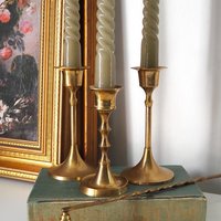 Set of three mismatched vintage candlesticks | Candle holders | Vintage brass candle holders | Mismatched brass candle holders