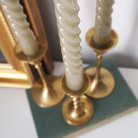 Set of three mismatched vintage candlesticks | Candle holders | Vintage brass candle holders | Mismatched brass candle holders