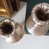 Set of two vintage candlestick holders | Silver plated candlestick holders | Simple silver tone candlestick holders | Vintage candle holders