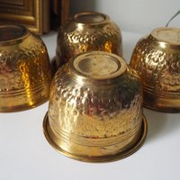 Set of four vintage planters | Small matching brass planters | Vintage brass planters | Round vintage planters | Vintage planters