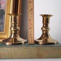 Pair of vintage candlestick holders | Brass candlestick holders | Simple brass candlestick holders