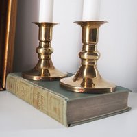 Pair of vintage candlestick holders | Brass candlestick holders | Simple brass candlestick holders