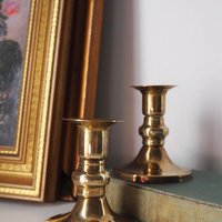 Pair of vintage candlestick holders | Brass candlestick holders | Simple brass candlestick holders