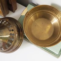 Vintage brass pomander | Vintage brass potpourri box | Large brass pomander | Brass home decor | Pierced brass box