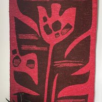 Vintage wall hanging | Large wall hanging | Scandinavian wall tapestry | 1970s wall tapestry | Retro wall hanging | Red and brown tapestry