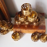 Set of twelve vintage tealight candle holders | Heart tealight candleholders | Vintage brass votive candleholders | Brass tealight holders