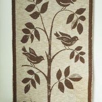 Vintage wall hanging | Large wall hanging | Scandinavian woven textile | Bird wall hanging | Brown and white wall hanging