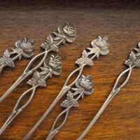 Set of six vintage teaspoons | Vintage alpacca silver teaspoons | Vintage teaspoons | Rose teaspoon set | Vintage alpacca teaspoons