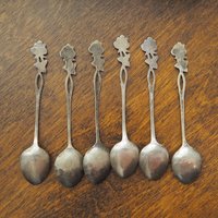 Set of six vintage teaspoons | Vintage alpacca silver teaspoons | Vintage teaspoons | Rose teaspoon set | Vintage alpacca teaspoons