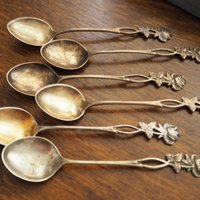 Set of six vintage teaspoons | Vintage alpacca silver teaspoons | Vintage teaspoons | Rose teaspoon set | Vintage alpacca teaspoons