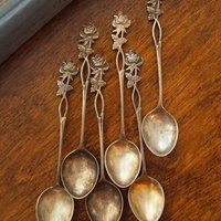 Set of six vintage teaspoons | Vintage alpacca silver teaspoons | Vintage teaspoons | Rose teaspoon set | Vintage alpacca teaspoons
