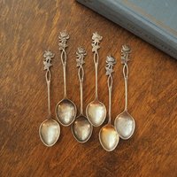 Set of six vintage teaspoons | Vintage alpacca silver teaspoons | Vintage teaspoons | Rose teaspoon set | Vintage alpacca teaspoons