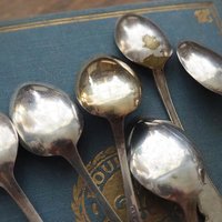 Set of six vintage coffee spoons | Small silver plated coffee spoons | Mismatched spoon set | Vintage alpacca coffee spoons
