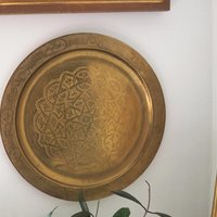 Vintage brass tray | Large brass wall plate | Vintage brass wall plate | Etched brass tray | Large etched brass wall plate