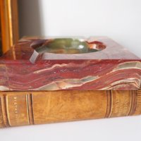 Vintage onyx marble ashtray | Large onyx ashtray | Large marble ashtray | Red and green onyx ashtray | Vintage ashtray