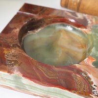 Vintage onyx marble ashtray | Large onyx ashtray | Large marble ashtray | Red and green onyx ashtray | Vintage ashtray