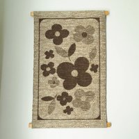 Vintage wall hanging | Floral wall tapestry | Retro wall hanging | Scandinavian wall hanging | Brown and beige wall hanging