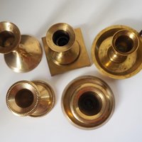 Set of five mismatched vintage candlestick holders | Small candlestick holders | Vintage brass candle holders | Mismatched candle holders
