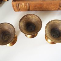 Set of three vintage brass candlestick holders | Matching candlestick holders | Vintage brass candle holders | Vintage candle holder set