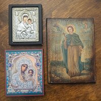 Vintage religious icons | Set of three small vintage Orthodox icons | Wooden religious icons | Vintage wooden icons | Small vintage icons