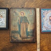 Vintage religious icons | Set of three small vintage Orthodox icons | Wooden religious icons | Vintage wooden icons | Small vintage icons
