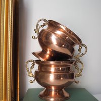 Set of two vintage copper planters | Vintage footed bowls | Matching copper planters | Vintage footed planters | Vintage planters