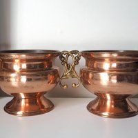 Set of two vintage copper planters | Vintage footed bowls | Matching copper planters | Vintage footed planters | Vintage planters