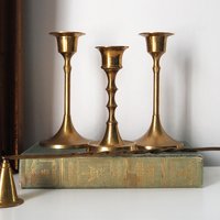 Set of three mismatched vintage candlesticks | Candle holders | Vintage brass candle holders | Mismatched brass candle holders
