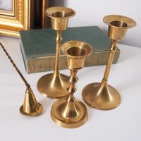 Set of three mismatched vintage candlesticks | Candle holders | Vintage brass candle holders | Mismatched brass candle holders