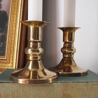 Pair of vintage candlestick holders | Brass candlestick holders | Simple brass candlestick holders