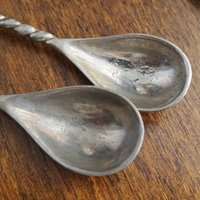 Set of seven vintage spoons | Silea tassel twisted handle spoons | Long vintage spoons | Silea spoons | Vintage dessert spoons