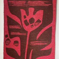 Vintage wall hanging | Large wall hanging | Scandinavian wall tapestry | 1970s wall tapestry | Retro wall hanging | Red and brown tapestry